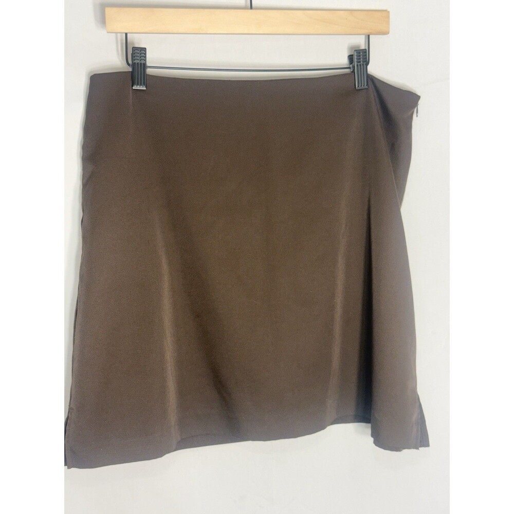 Coral Bay Golf Skort Brown Side Zipper Slits Lined Poly Spandex Sz12